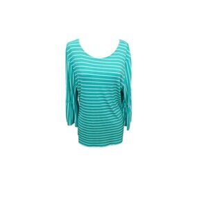 Chico's Size L Large (2) Striped 3/4 Flared Sleeve Top Slinky Stretchy Top